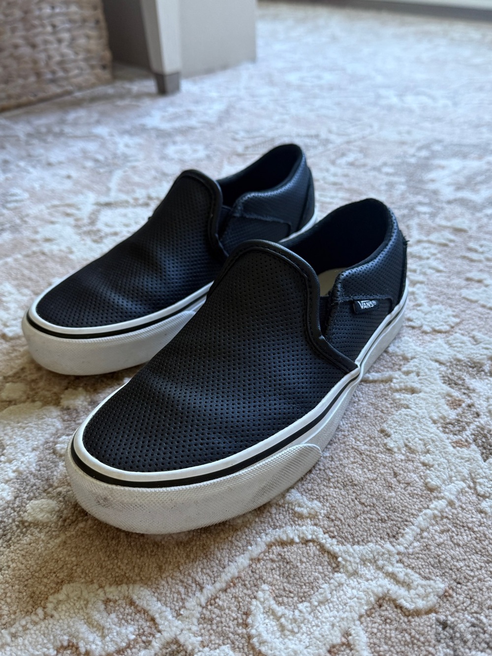 Vans Black Perforated Slip-On Sneakers